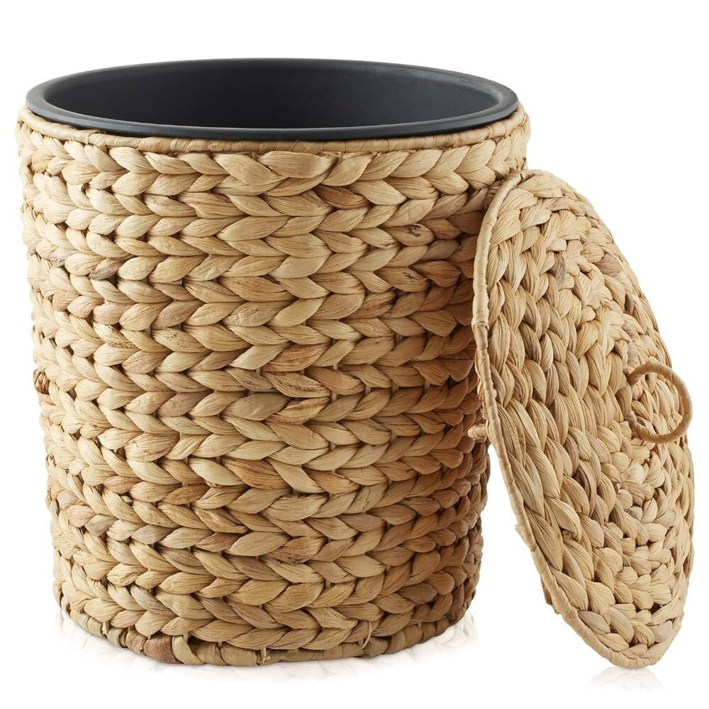 Wicker Waste Basket w/ Lid